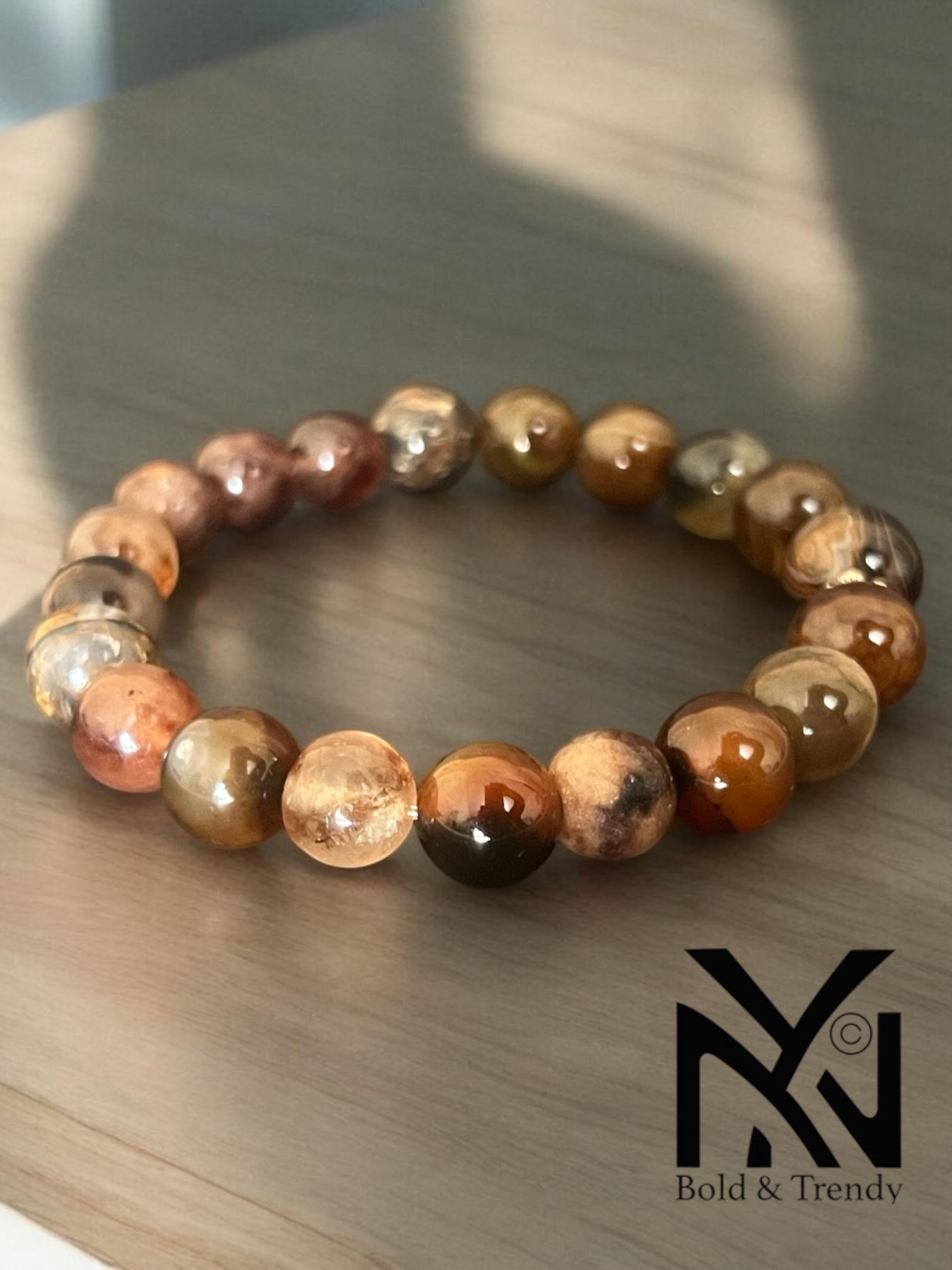 Bracelet Ombre Élégante - Agate Bracelet with Unique Natural Patterns