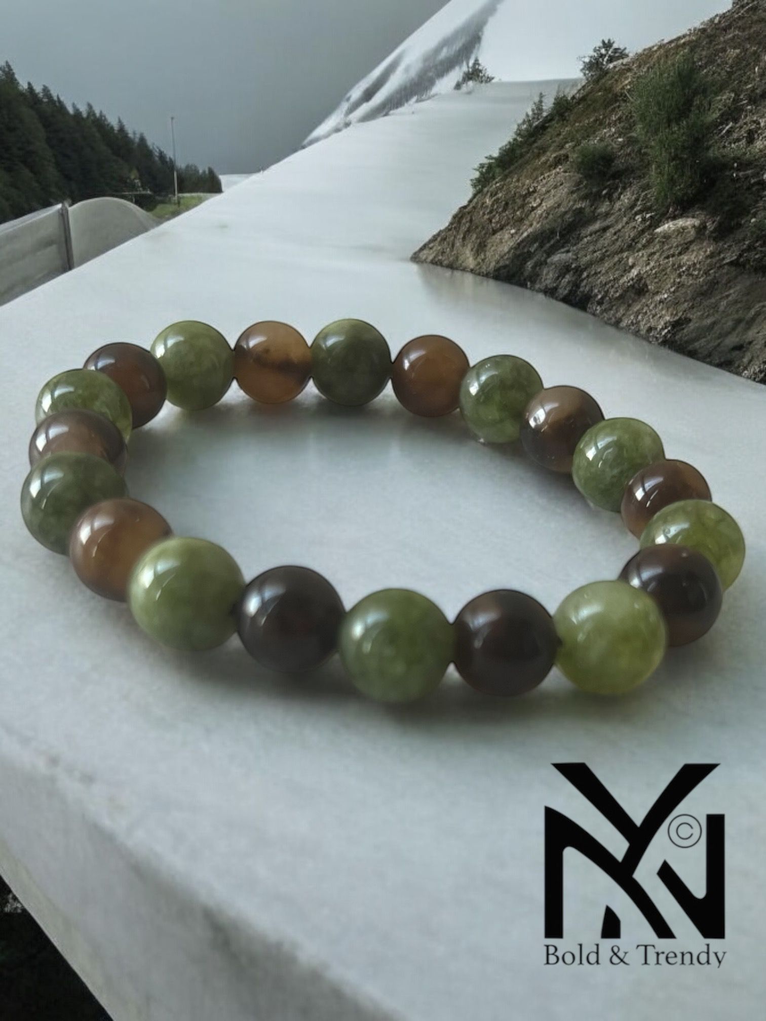Énergie et Guérison - Multi-Colored Tourmaline and Agate Bracelet for Balance and Protection