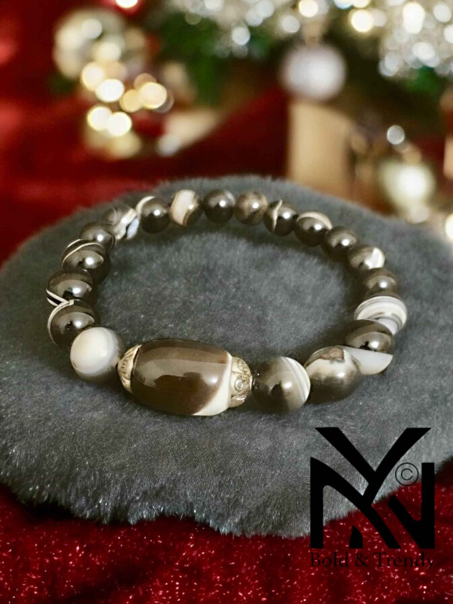 Agate Yamani Noir et Blanc